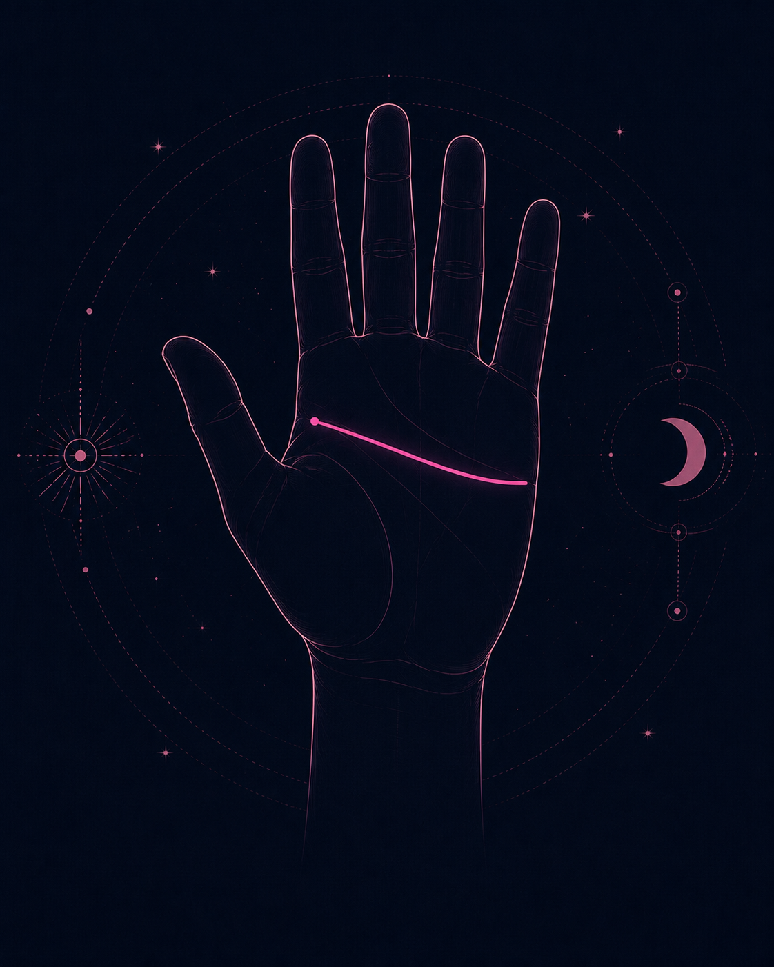 Hand illustration highlighting the Heart Line