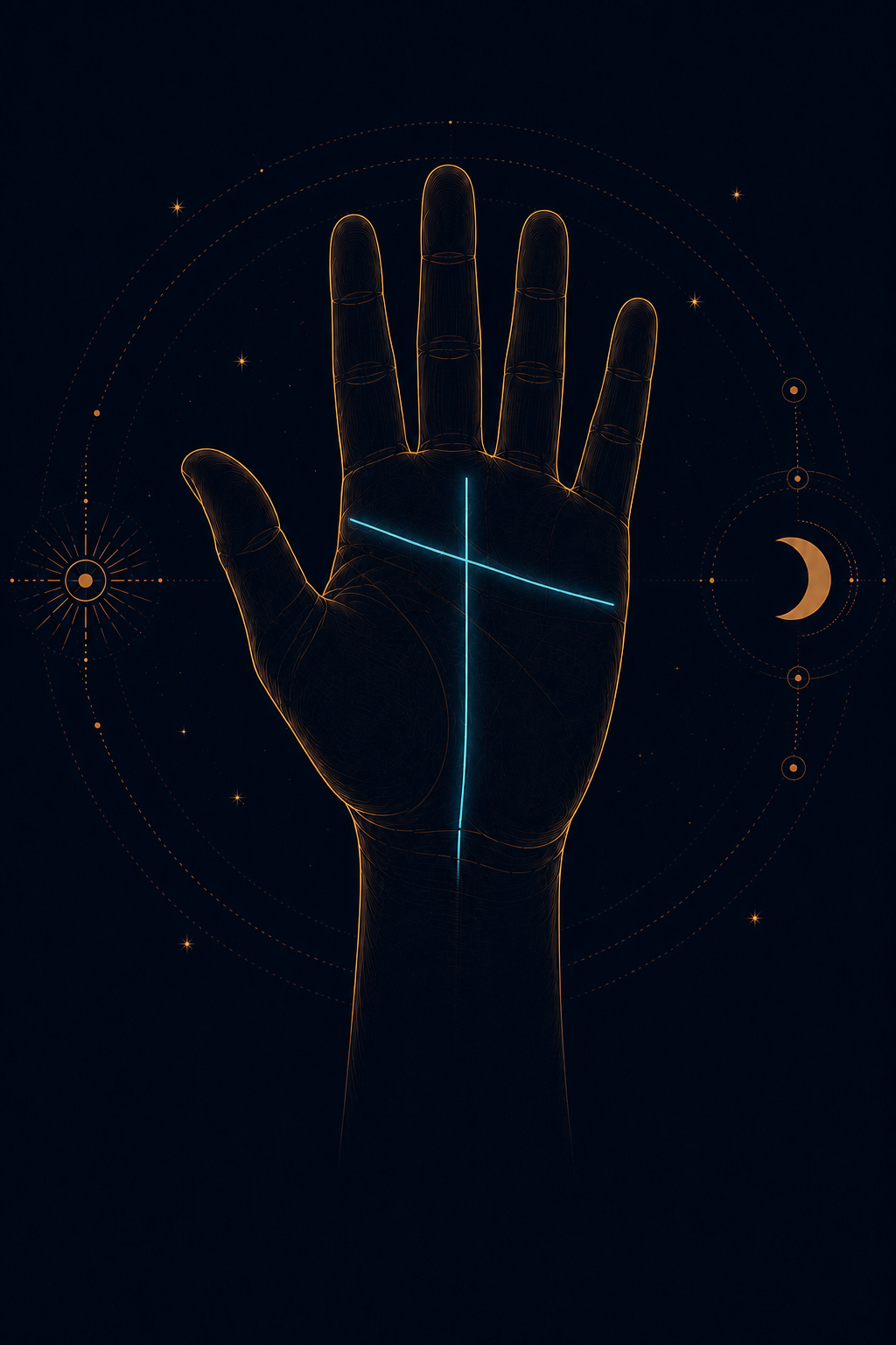 Hand illustration highlighting the Fate Line